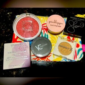 6 pack of blushes (2), setting powders (2), highlighter, bronzer